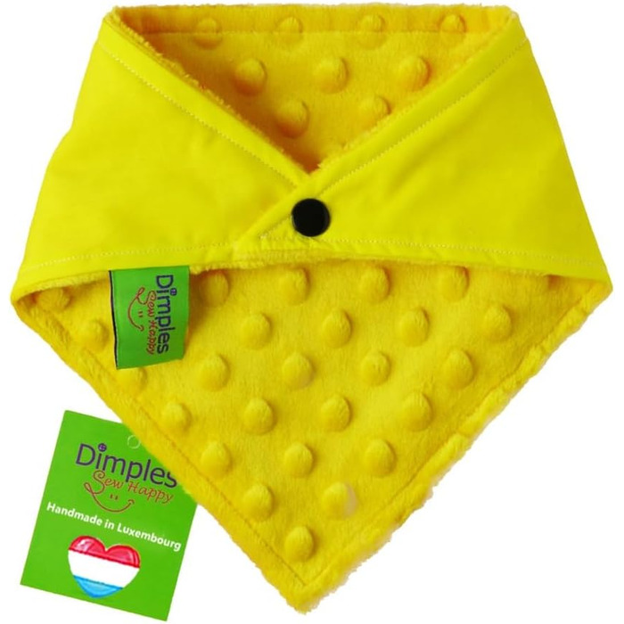 Жовта нашийна хустка для собак Dimples – Тримати дистанцію, не чіпати – Попереджувальна хустка для малих, середніх і великих собак, які нервують, бояться, на навчанні чи можуть кусати, 65 см
