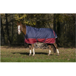 Зимова попона для коня Equi-Theme Highneck 50г, TYREX 1200D, темно-синя/бордова