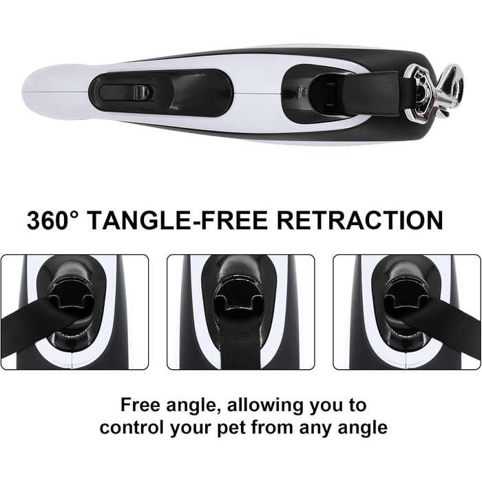 Леєнка для собак MoYouno 8 м з відтягувачем та тримачем для пакетів, чорна