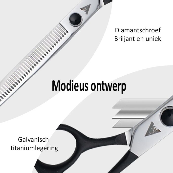 Професійний набір ножиць для грумінгу собак Achilles Pro Silver & Black 7 дюймів