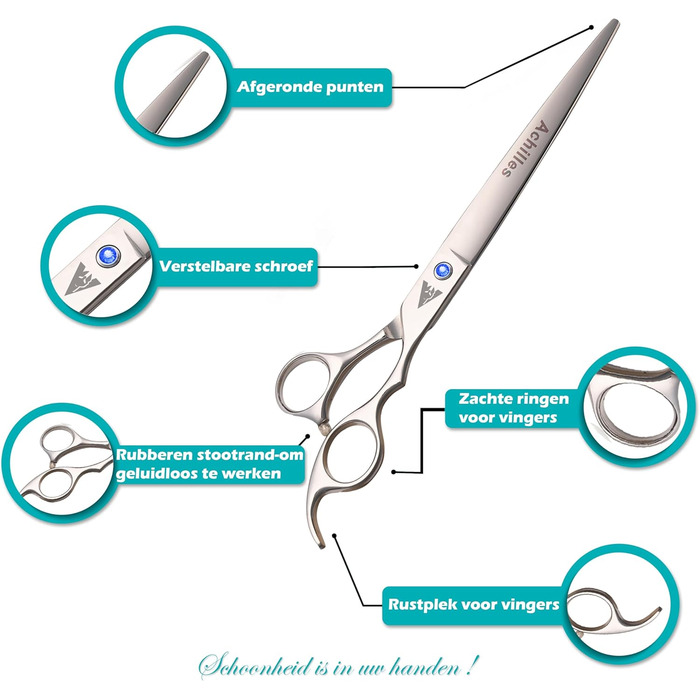 Набір професійних ножиць для грумінгу собак Achilles – 17,8 см, для догляду за шерстю