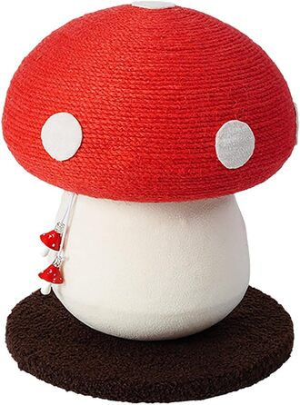 Дерев'яний кігтеточка для котів Niktule з сизалевого мотузка та підвісним іграшковим грибом | Кігтеточка-дерево для дому, захист меблів від кігтів