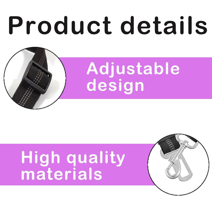 Авторемні для собак, 2 шт., шлейка для автомобіля, регульовані еластичні авторемні для собак, аксесуари для подорожей з домашніми тваринами, підходять для малих, середніх та великих собак (чорний)