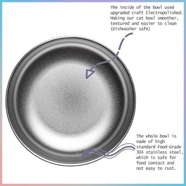 Миски для котів з нержавіючої сталі, широкі та плоскі (2 шт., 15 см)