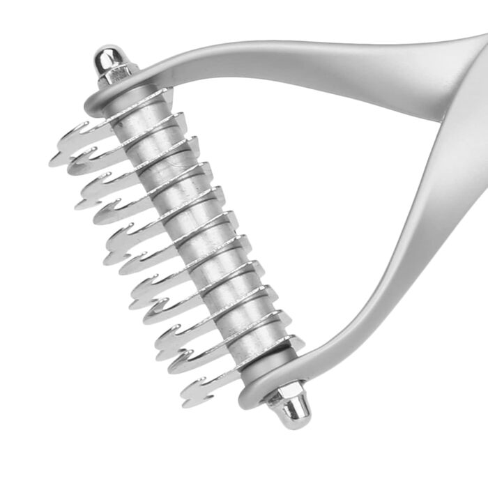 Щітка для собак та котів з довгим волоссям, 2-стороння, для видалення підшерстка, розплутування, з цинкової сплави, довговічна, для бережного догляду за шкірою, ефективна проти ковтунів та відмерлого волосся (S) Срібна