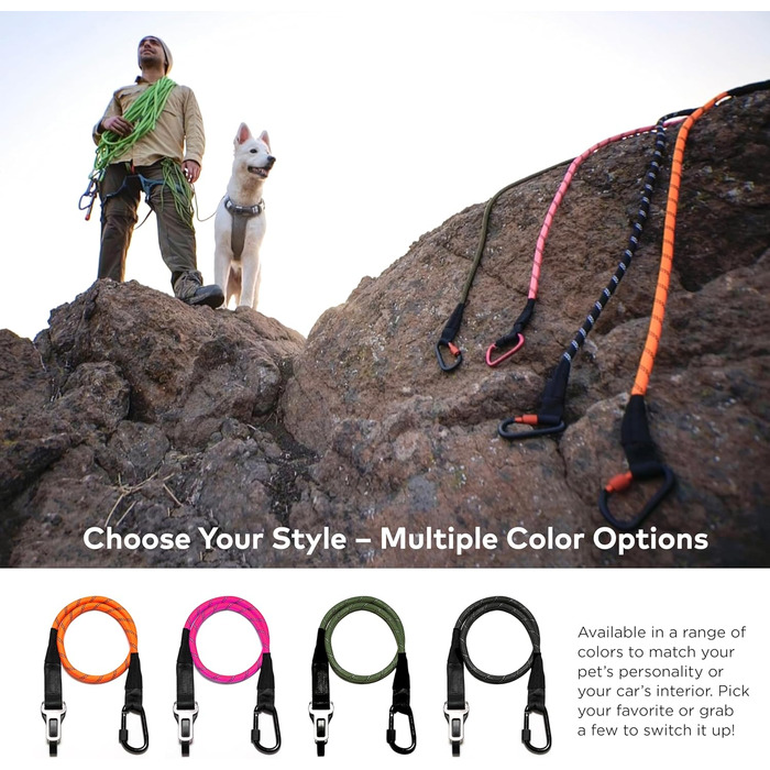 ARCA PET Пояс для безпеки собаки, універсальний, світловідбиваючий, міцний, автомобільний ремінь безпеки для собак, з кліпсами, пряжками та карабінами з легованої сталі, армійного кольору