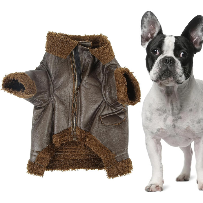 Зимовий шкіряний теплий одяг для собак Pssopp, куртка з PU-шкіри, зручний підклад з фетру, для маленьких, середніх та великих собак, розмір M