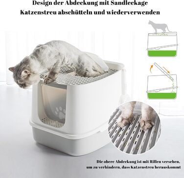 Котячий туалет CALIYO з кришкою, лопаткою та килимком, закритий лоток для великих котів і кошенят, без запаху та розсипу наповнювача