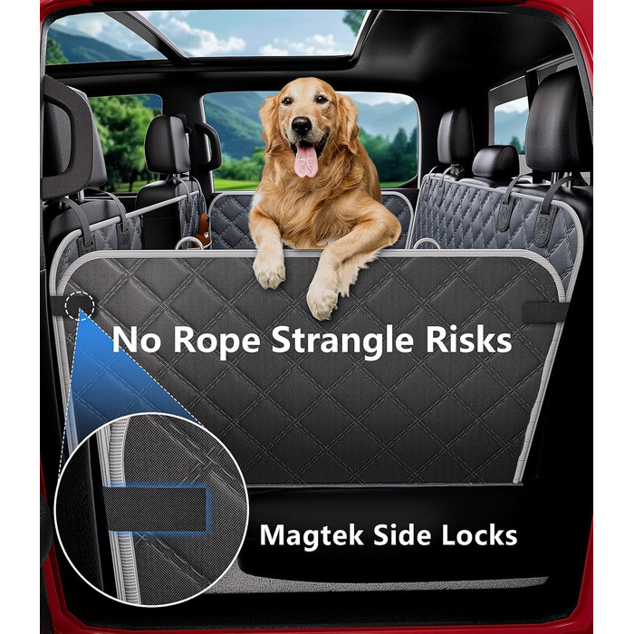 Захисний чохол на сидіння для собак PetGenie, військовий захист 10 шарів, безпека 12 точок, водонепроникна підстилка з твердим дном для SUV