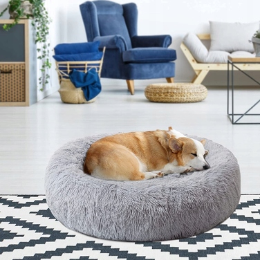 Лежанка для собак та котів, пухнаста м'яка підстилка