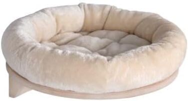 Крісло-лежанка для котів Natural Paradise Dahlia | Кругле ліжко з м'яким бортиком та кріпленням на липучці | Крізьолом для котів | Діаметр 48 см (Крем)