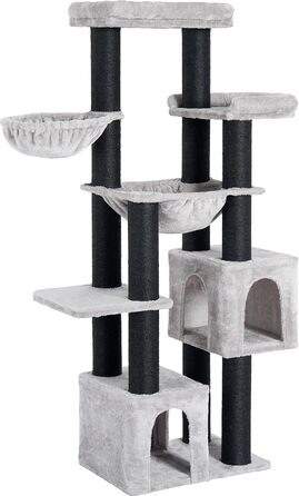 Великий котячий будиночок Kratzbaum Groß: 164 см, для великих котів (Maine Coon), стабільний, з гамаком, платформами та печерею