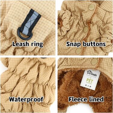 Зимовий теплий костюм-комбінезон для собак, тепла підкладка фліс, водонепроникний, для маленьких порід (йоркширський тер'єр, чихуахуа), зелений (L, хакі)