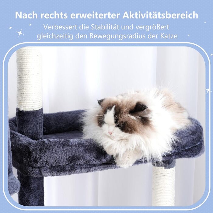 Котячий будиночок Hey-brother XXL для великих котів, 180 см, стабільний, сірий (EMPJ038MU)