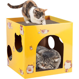Картонна кігтеточка для котів, будиночок-кігтеточка 30x30x30 см, кігтеточки для котів, будиночок для котів з гофрокартону