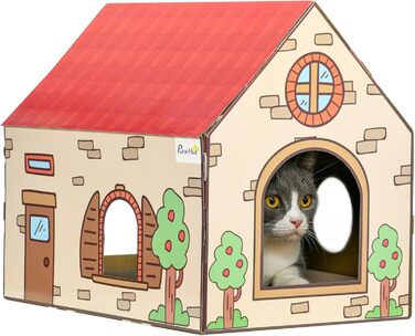 Павучок PawHut: Картонний будиночок для котів, екологічний, з когтеточкою, з гофрокартону