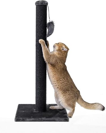 Дряпка для котів Petrebels Maine 90 см, з міцною основою та сизалевим стовпчиком, 40 x 40 x 90 см, чорного кольору