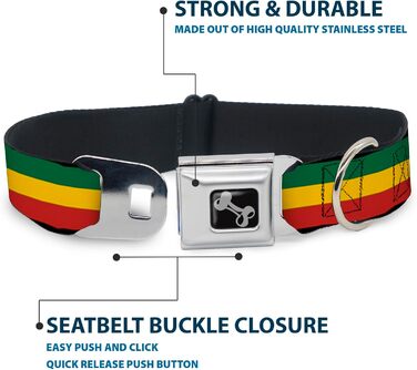 Нашийник для собак Buckle Down Rasta Bone, великий, 38,1–66 см