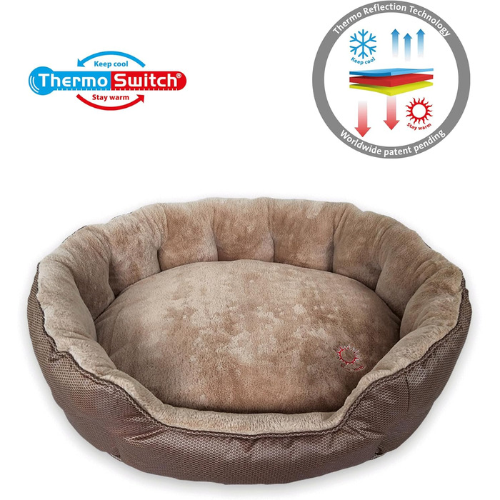 Ортопедичне ліжко для собак Santorini – ізольоване двостороннє ліжко з ефектом пам'яті, знімає навантаження на суглоби, для осені та зими (XL, Коричневе)