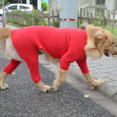 Комбінезон для собак Lovelonglong з чистої бавовни, 4 лапи, для великих та середніх собак, розмір XXL, Зелений (XXXL (для собак ~36 кг), Червоний)