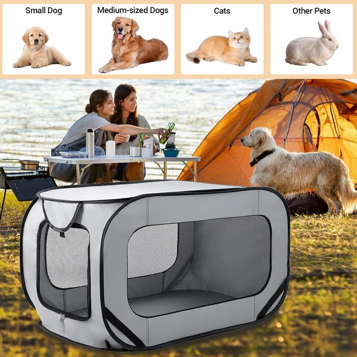 Транспортна переноска для собак CAIEJSAEN 92x52x52 см, складана, з оксфордської тканини, сітчаста, дихаюча, для подорожей та авто