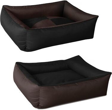 Ліжко для собак BedDog MAX Quattro 2в1 XL, коричнево-чорне, з бортиками, зносостійка Кордура, для дому та вулиці, знімний чохол, миючеся