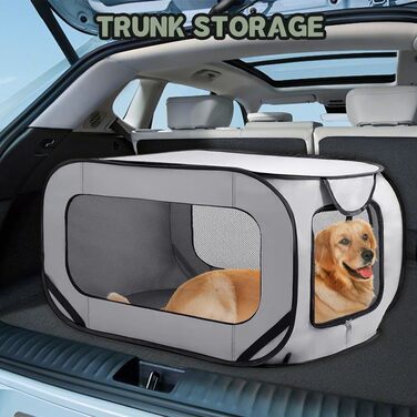 Складана переноска для собак та котів, дорожня переноска для тварин, 94x53x53 см, з двома дверцятами, Oxford, зелений/сірий