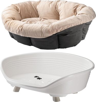 Підвищене ліжко для собак та котів Ferplast Throne, з бавовняним матрацом, біле, 61,5 x 45 x 26 см