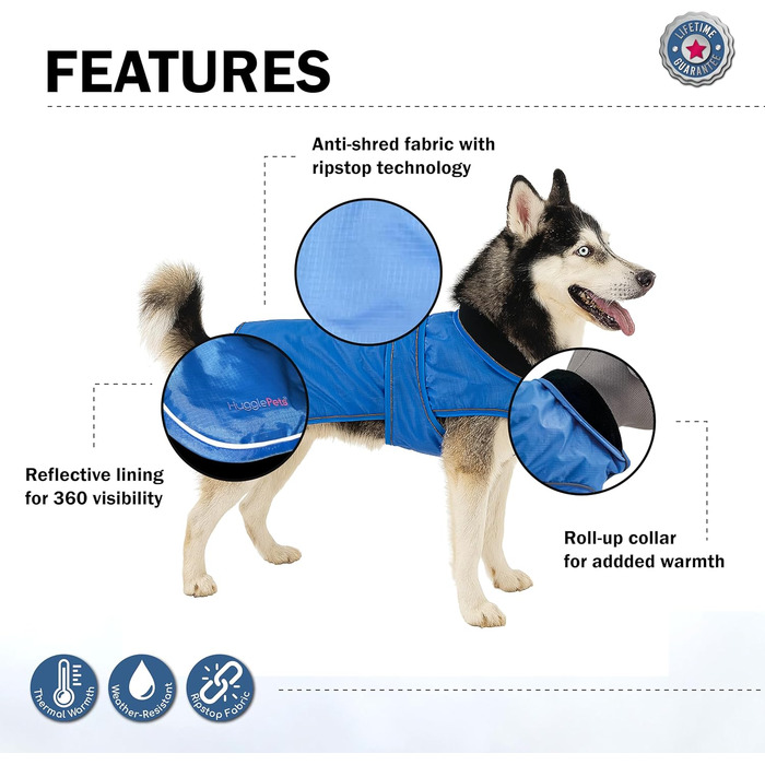 Теплий водонепроникний зимовий одяг для собак Hugglepets Arctic Armour, розмір XS (30 см), з відбиваючим флісом, регульована застібка, підходить для повідка/шлейки, шоколадно-коричневий