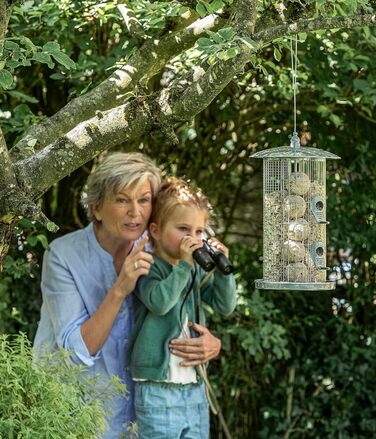 Годівниця для птахів Dehner Natura Premium Triple - 3 в 1, металева, срібна, Ø 22 см, 36.5 см