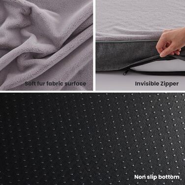 Ортопедичне ліжко для собак з memory foam, літо-ліжко для великих собак, миється, з штучним хутром, водонепроникне, XXXL (127 см), бестселер: м'який плюш XXX-Large: 50' x 34' x 4'