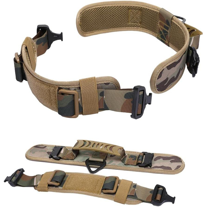 Нашийник для собак Vmokki з м'якою підкладкою, 7 см, з двома пряжками, контрольний ручка, тактичний, регульований, для великих собак (камуфляж)