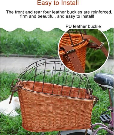 Фарбований корзинка для домашніх тварин з прутів для котів та собак - велосипедна переноска, колір: натуральний