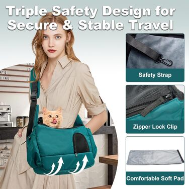 Трансформер для собак та котів до 3,2 кг, дихаюча переноска для тварин, сумка-переноска з кишенями, блакитна