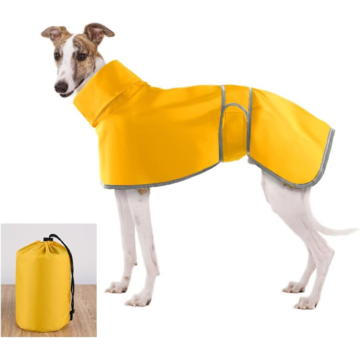 Жаропрочний дощовик для породисті собаки Віндгаунд (M, жовтий) - водонепроникний, легкий, для літа та зими