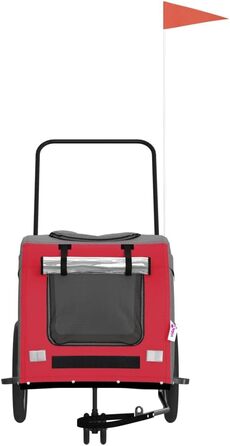 Причіп для велосипеда для собак, червоний та сірий, Oxford-тканина та метал, LH25839