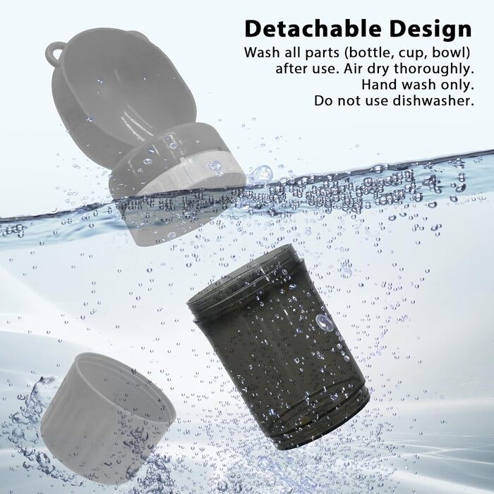 PawSailor 2-в-1 Поїлка та Контейнер для Корму для Тварин - 4 літри води + 500 г корму, Безвитікаюча Подорожня Поїлка-Миска для Собак, для Прогулянок, Походів, кемпінгу, Сіра