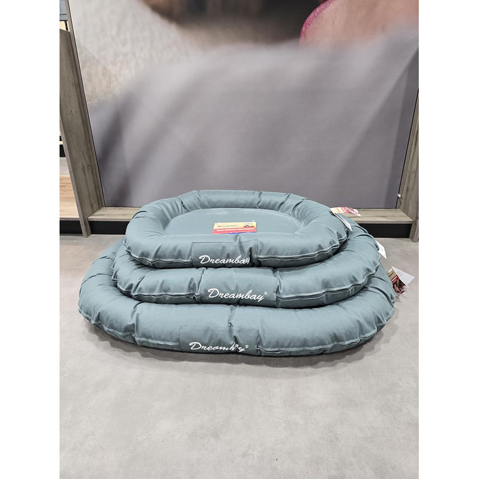 Кругле ліжко для собак Flamingo Dreambay – 100x75x15 см, підходить для лабрадорів, голден ретриверів, боксерів, далматинів та інших. Колір зелений 100 см (бензин 120 см)