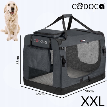 Переноска для собак Cadoca, сіра, XXL (90 x 61 x 65 см)