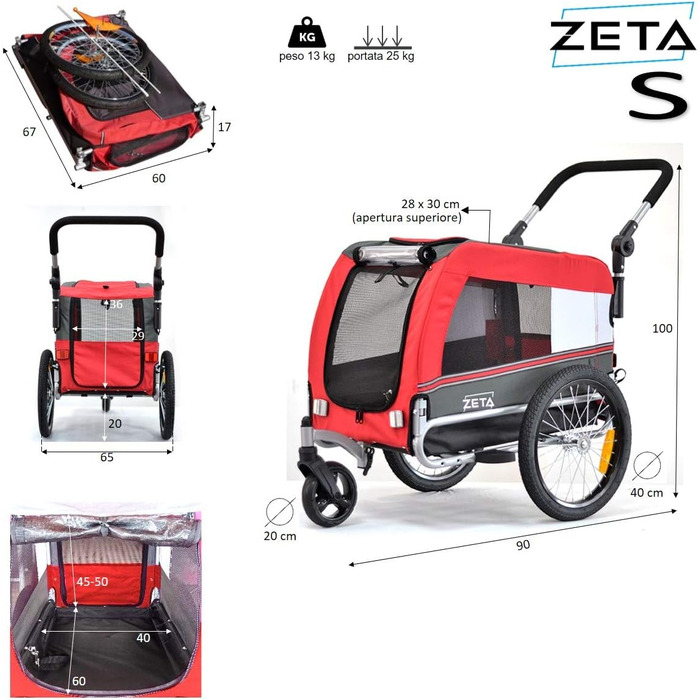ПапіліоШоп Зета – вагончик для собак та котів, 3 розміри, стабільний, комфортний, практичний (Оранжевий)
