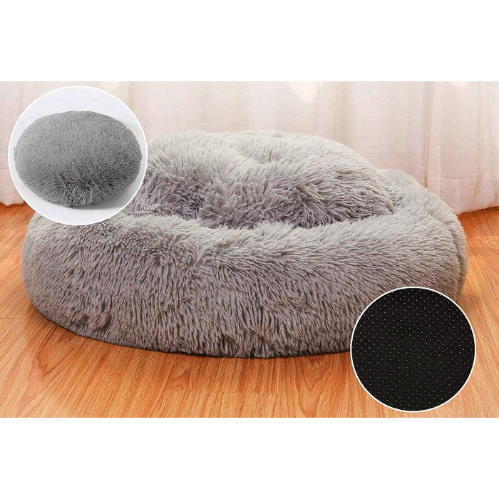 Плюшева лежанка-подушка для собак, сіра, 80 x 80 см