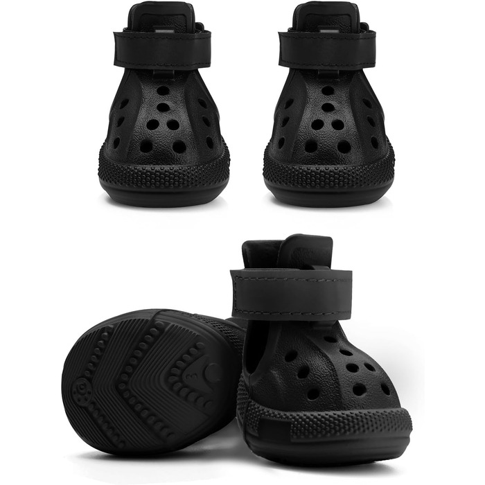 Черевики для собак SlowTon: дихаючі, неслизькі літні сандалі для собак з світловідбиваючими смугами, чорні, розмір 5