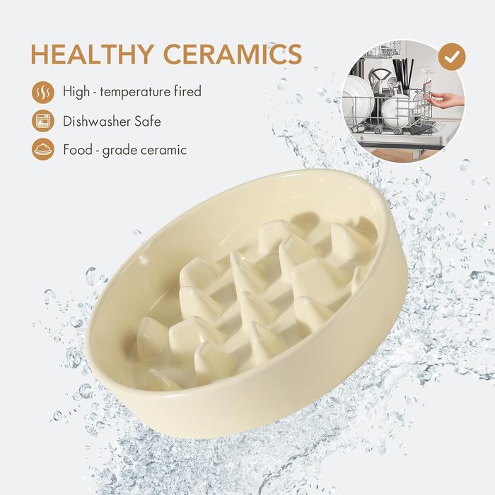 Підвищена годівниця для собак та котів Havniva з кераміки, для повільного годування, 13 см та 15,5 см, з дерев'яною підставкою, 2 шт. світло-зелені + підставка, 9.5 дюймів