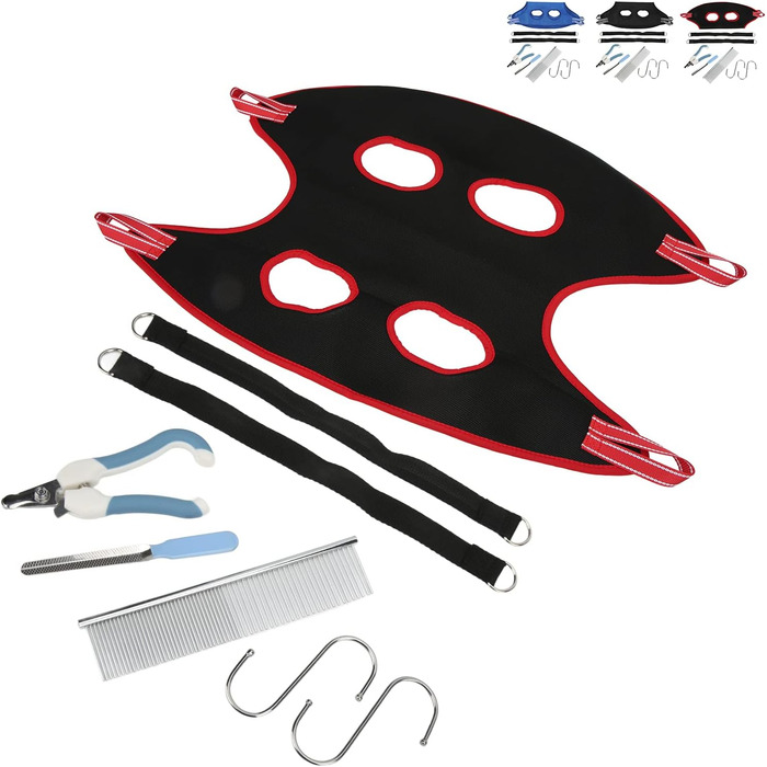 Гамак для грумінгу собак EVTCAN з вентиляцією та товстим шаром, набір з гребінцем для видалення когтів (червоний, M)