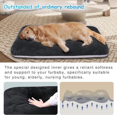 Ортопедичне ліжко для собак Magic Dog Superweiches XL, 119x79 см, темно-сірий, знімний та миючий чохол