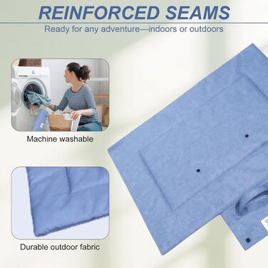 Лежанка для собак та котів, килимок для собак, портативна лежанка, вологостійка, складана, для відпочинку в дорозі, для внутрішнього та зовнішнього використання, кемпінг, подорожі (Блакитний, M)