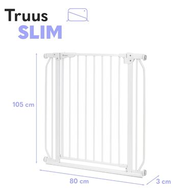Захисні ворота LIONELO Truus Slim, регульована ширина 75-105 см, висота 77 см, самозачинення, відкривання в обидві сторони, округлені краї