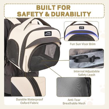 Сумка-переноска для маленьких тварин, складна, з мотузкою, для цуценят, кошенят, морських свинок (до 3,6 кг), для подорожей, піших прогулянок (Бежева)