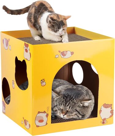 Картонна кігтеточка для котів, будиночок-кігтеточка 30x30x30 см, кігтеточки для котів, будиночок для котів з гофрокартону