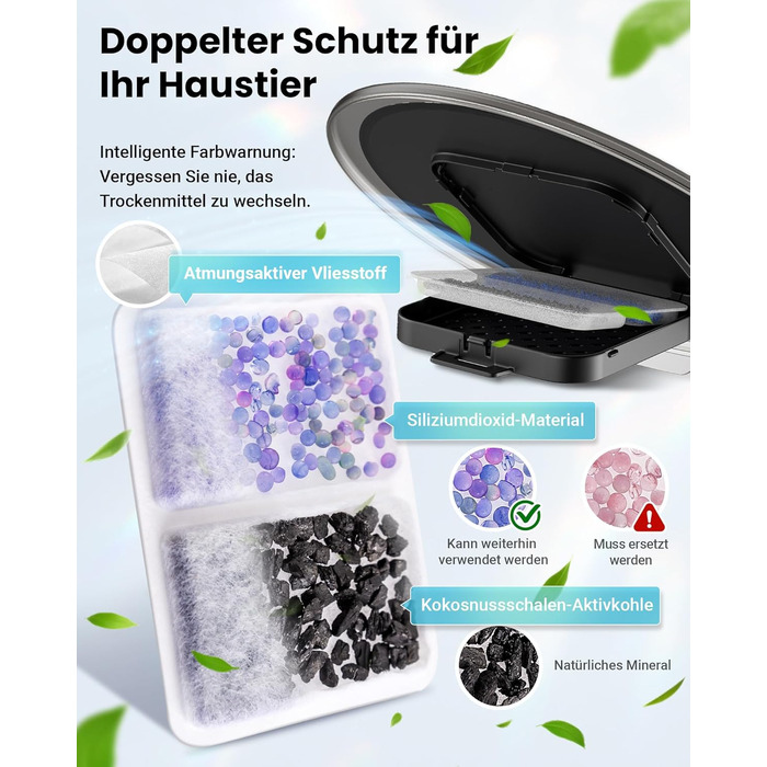 Автоматичний годівниця для котів з Wi-Fi та таймером, 6 л / 25 чашок, 3 миски, 3 пакети силікагелю, система проти застрягання, 2.4G Wi-Fi, запис голосу 10 секунд, чорний